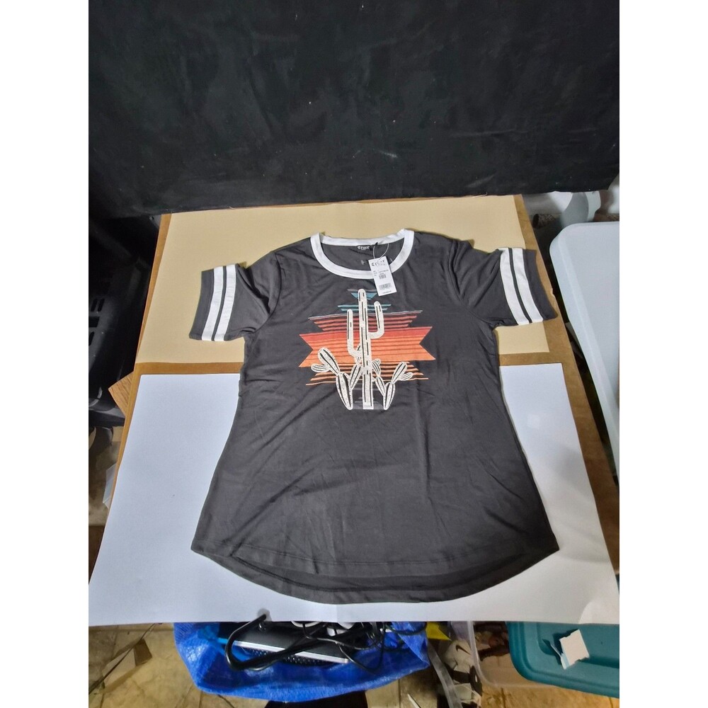 NEW Cruel Denim Graphic T-Shirt Women’s Large Cactus Desert Tee Black NWT